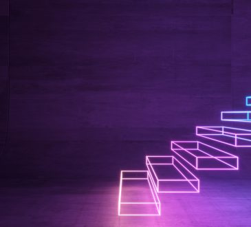 Abstract neon staircase