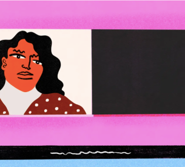 Illustration of woman on screen for video call