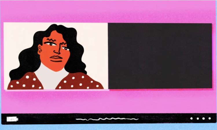 Illustration of woman on screen for video call