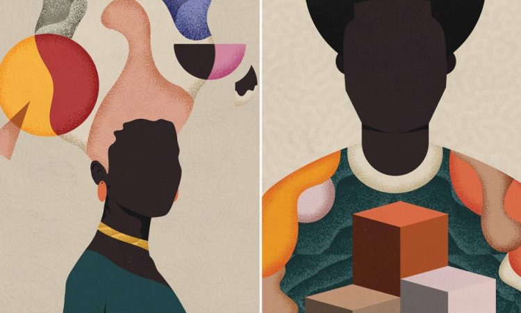 Side-by-side illustrations of two black women