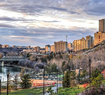Features of the skyline and cityscape of Edmonton Alberta