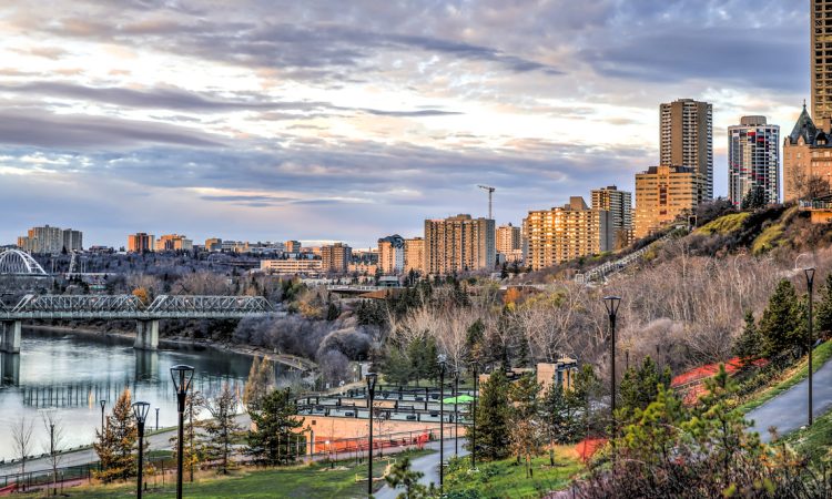 Features of the skyline and cityscape of Edmonton Alberta