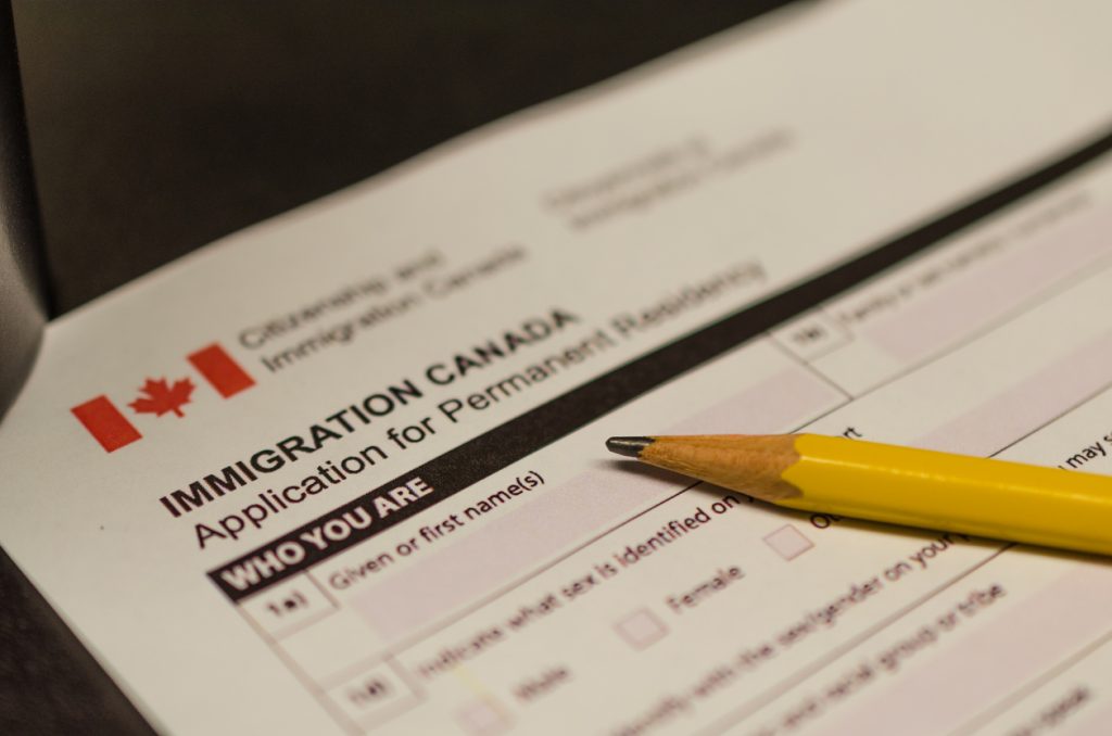 Canada immigration form.