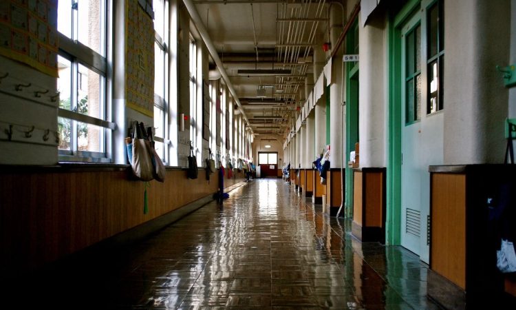 Photo of empty school hallway