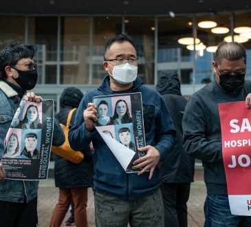 Photo of workers during protest