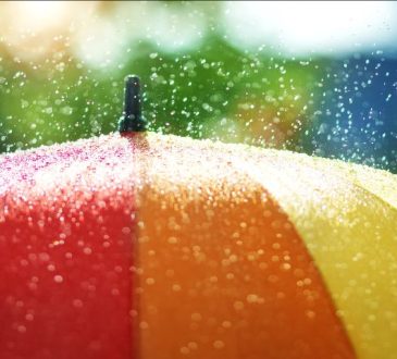 Rainbow-coloured umbrella
