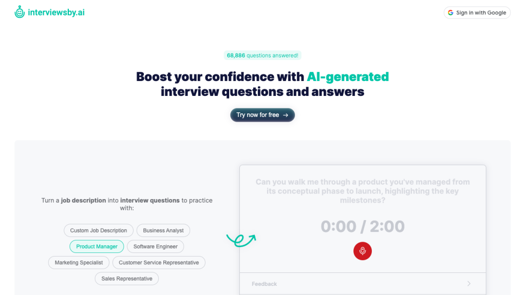 Screenshot of Interviews by AI