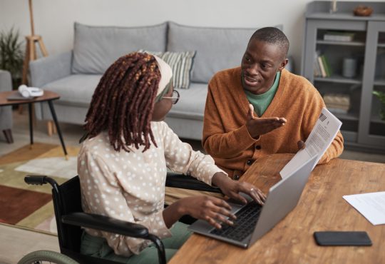 Man and woman working at home