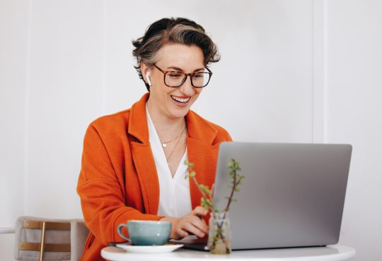 Woman on video call