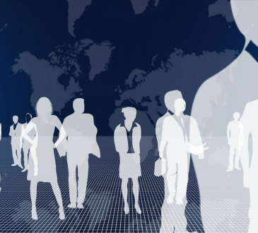 Transparent silhouettes of business people