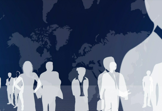 Transparent silhouettes of business people