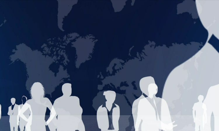Transparent silhouettes of business people
