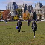 Students walk across the University of Toronto campus