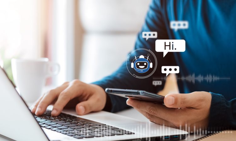 Person using chatbot on computer