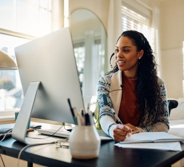 Person watching webinar