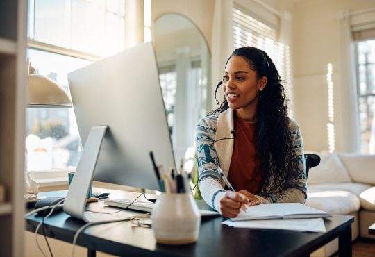 Person watching webinar