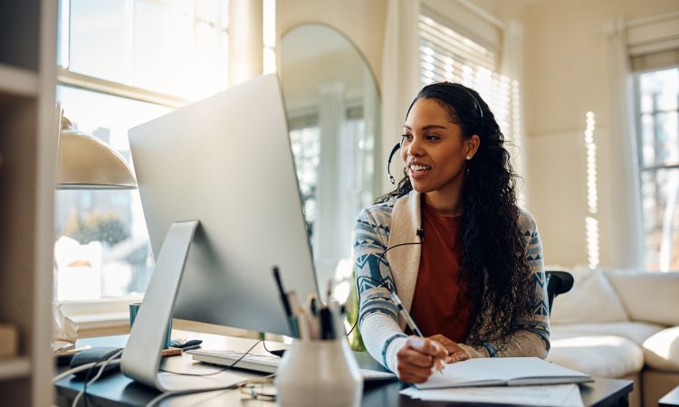 Person watching webinar