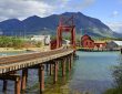 A rail bridge leading into Carcross, Yukon