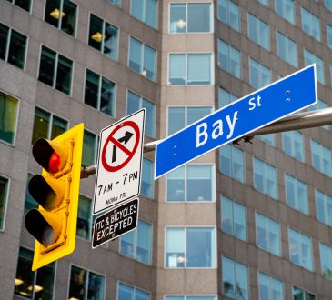 Bay Street sign in downtown Toronto.