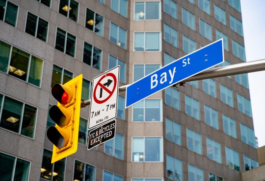 Bay Street sign in downtown Toronto.