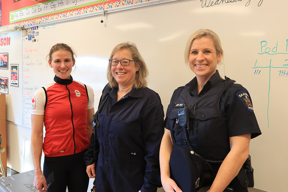 An electrician, police officer and professional athlete in a BC classroom.