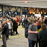 People talking in lobby at Cannexus conference