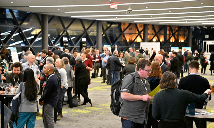 People talking in lobby at Cannexus conference