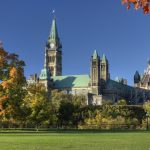 The Parliament Buildings viewed from Major's Hill Park during a clear Autumn day.