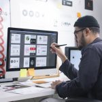Graphic designer working on computer