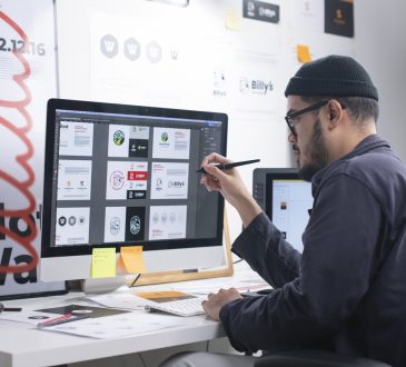 Graphic designer working on computer