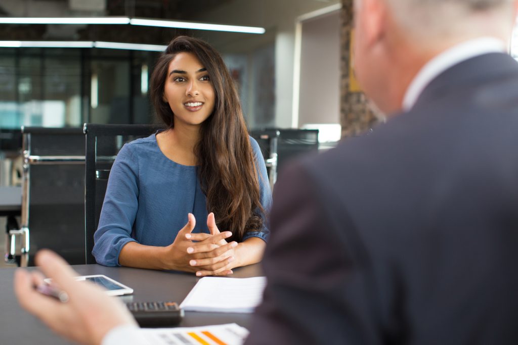 Student in job interview