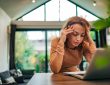 Woman stressed working from home