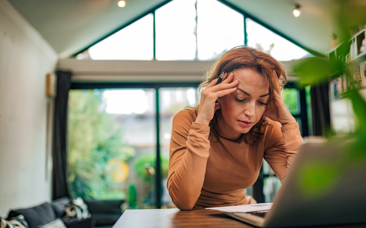 Woman stressed working from home