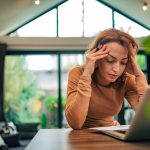 Woman stressed working from home