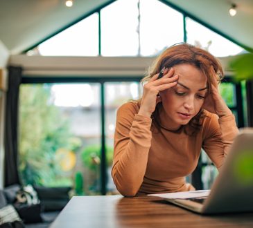 Woman stressed working from home
