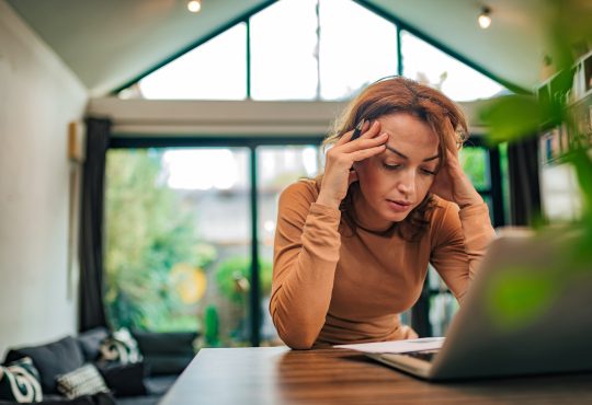 Woman stressed working from home