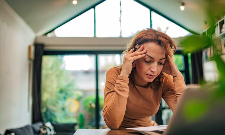 Woman stressed working from home