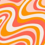 Abstract horizontal background with colorful waves in orange, red, pink and white