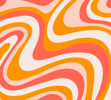 Abstract horizontal background with colorful waves in orange, red, pink and white