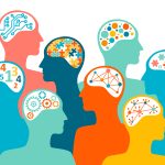 Groups of people with shared interests or aims. Concept of the diversity of people's talents and skills associated with different brains.