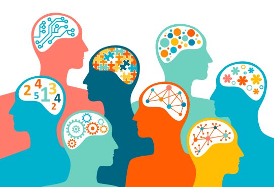 Groups of people with shared interests or aims. Concept of the diversity of people's talents and skills associated with different brains.