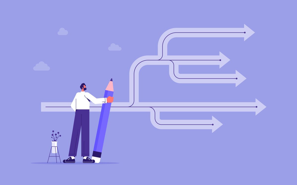 Planning backup or options concept, Various solutions and options as successful preparation for future risks