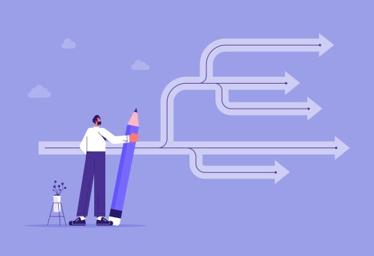 Planning backup or options concept, Various solutions and options as successful preparation for future risks