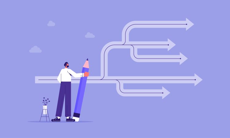 Planning backup or options concept, Various solutions and options as successful preparation for future risks