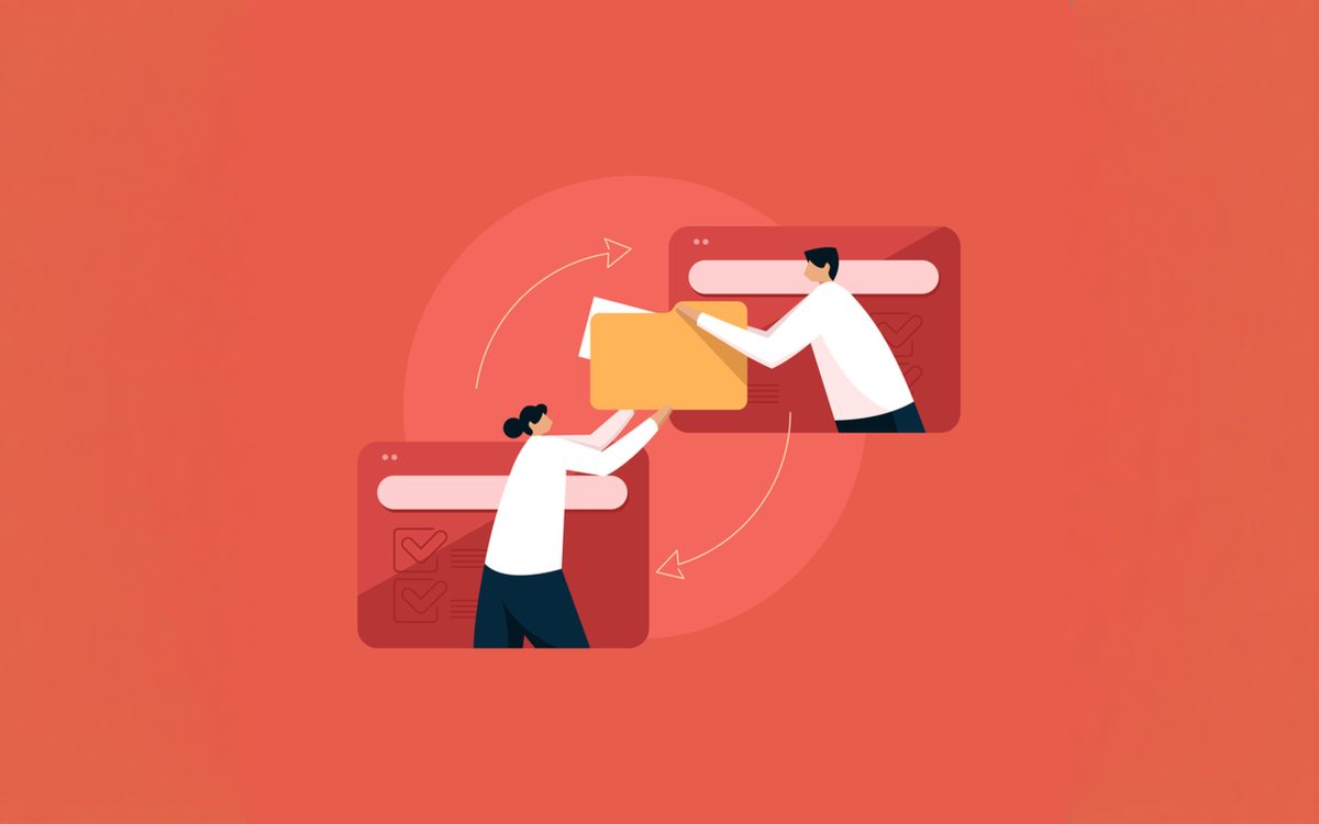 Task Distribution and work management, sharing data and file folder online concept