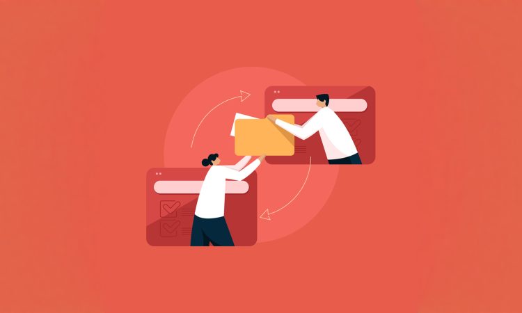 Task Distribution and work management, sharing data and file folder online concept