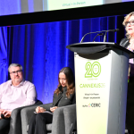 Dr. Tannis Goddard delivering a main stage speech at Cannexus26