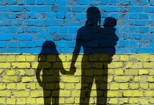 Symbolic image on the subject of war refugees from Ukraine